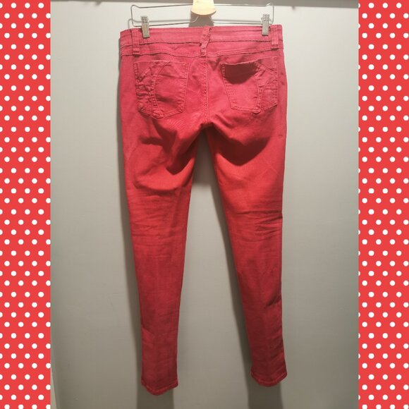 Tripp NYC red overdye skinny jeans with decorative zippers - Picture 2 of 9